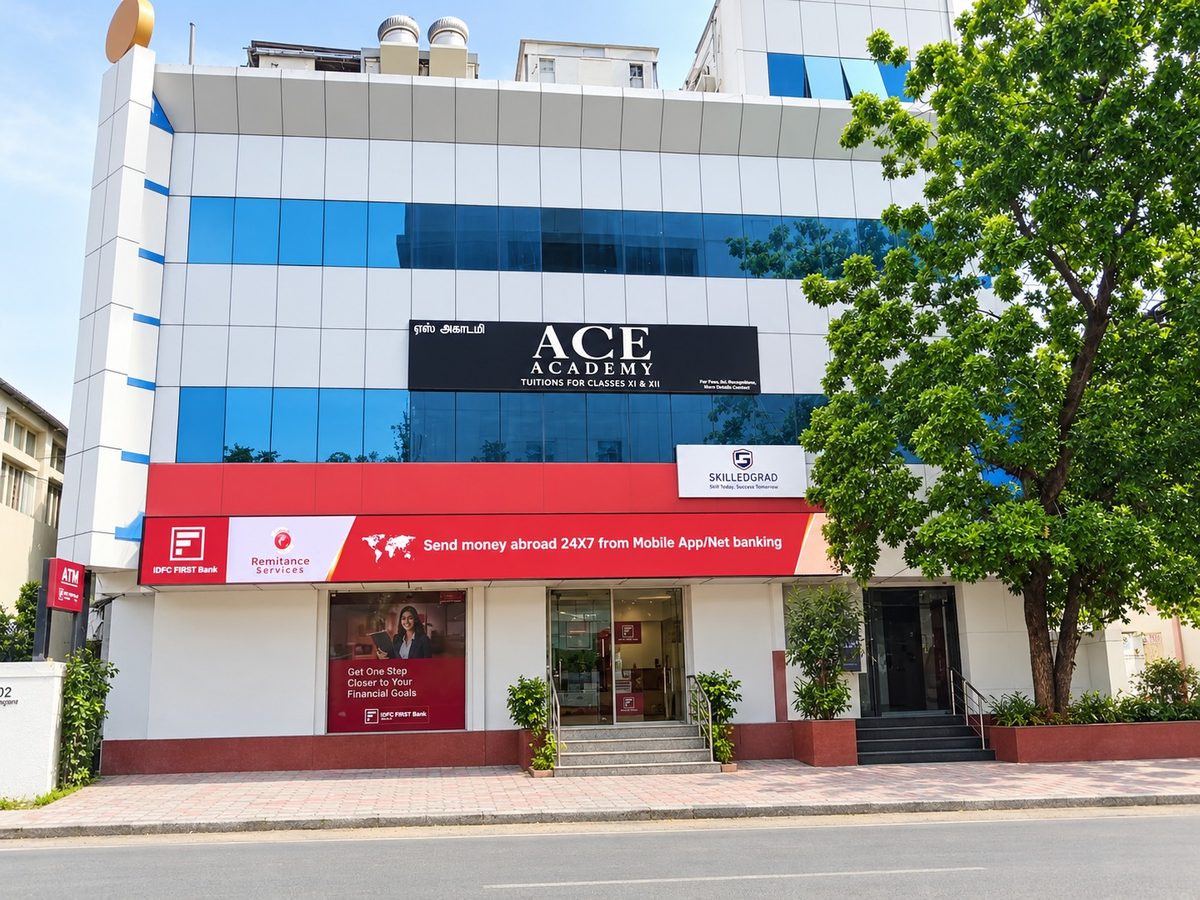 The SkilledGrad Purasaiwakkam centre on Alagappa Road, above IDFC First Bank